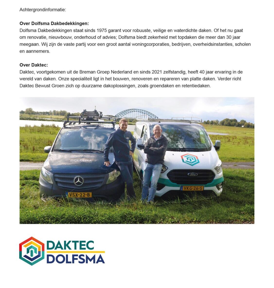 Daktec Dolfsma persbericht